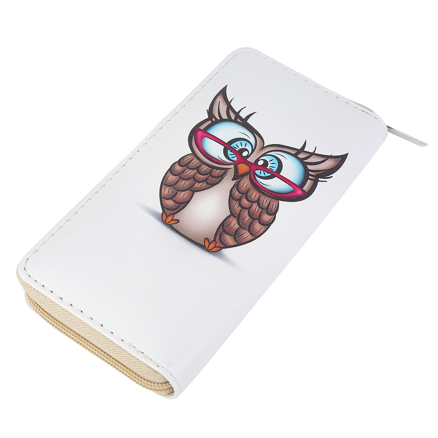 DonDon Ladies Purse owl Intellectual Beige Brown