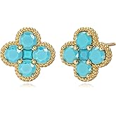 LOLAR RAY Clover Earrings for Women - 12 Month Birthstone Earrings 14k Gold Plated Four Leaf Clover Hypoallergenic Stud Lucky Jewelry Gift for Women