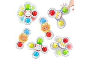 CI VETCH 6PCS Suction Cup Spinner Toys for 1 2 3 Year Old Boy Girl, Spinning Toys for 6 12 18 Months, Sensory Baby Bath Toys for Toddlers 1-3, Airplane Car Travel Table Toys for 1 2 Year Old Toddler Boys Girls