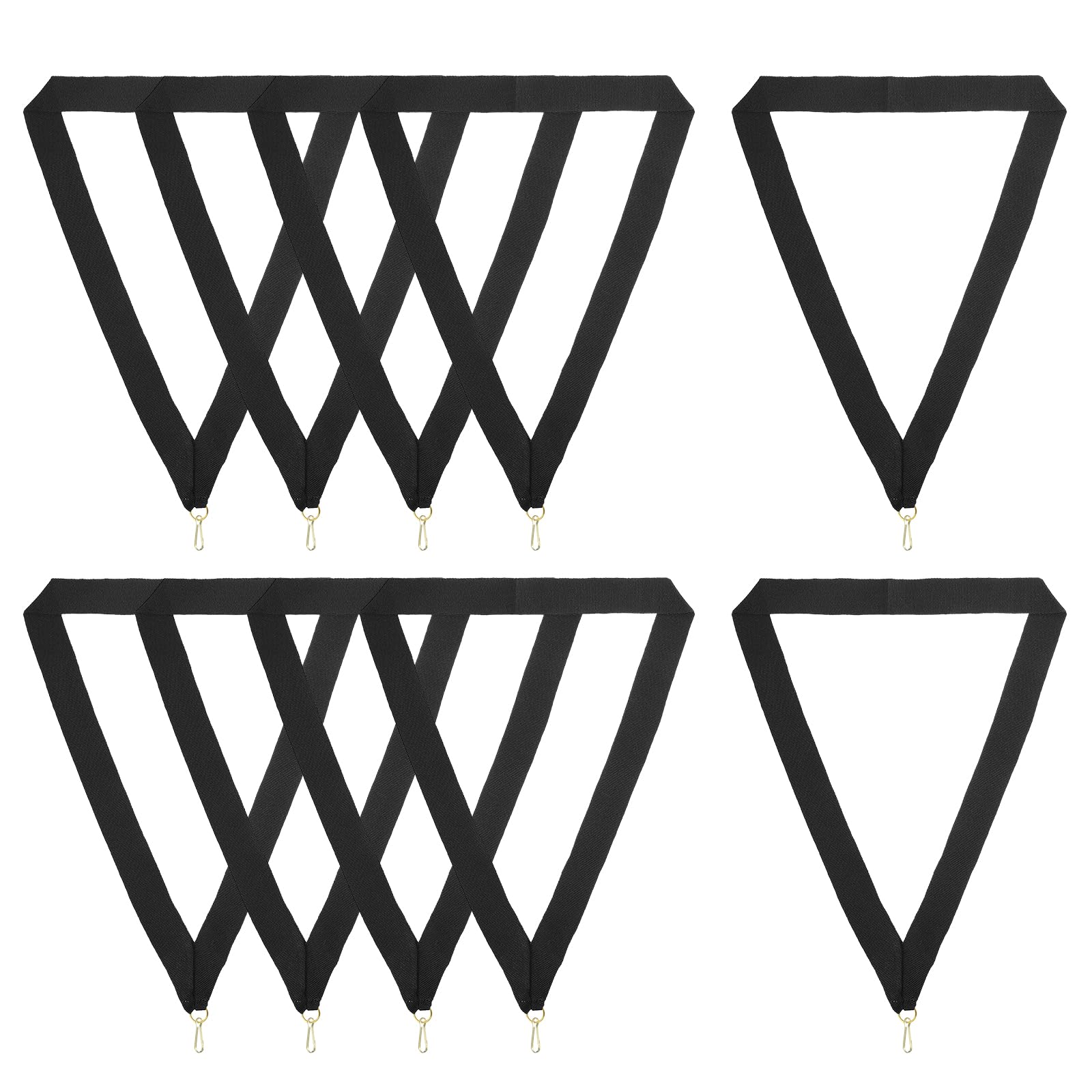 PATIKIL Award Neck Ribbons with Snap Clips, 10 Pcs Polyester Striped Medal Lanyards Ribbon for Competitions Sports Meetings Sports Party, Black