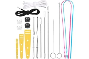 Fedmut Drawstring Threader Tool Set 20PCS with Loop Turner, Bodkin Sewing Tool, Elastic Threader, Hoodie String Drawstring and Cord Locks for Jacket, Pants, Sportswear and Hat Threading