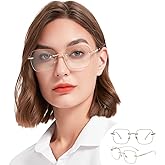 WEMOOTANTS 2 Packs Rimless Blue Light Blocking Reading Glasses for Women, Sparkling Metal Computer Readers