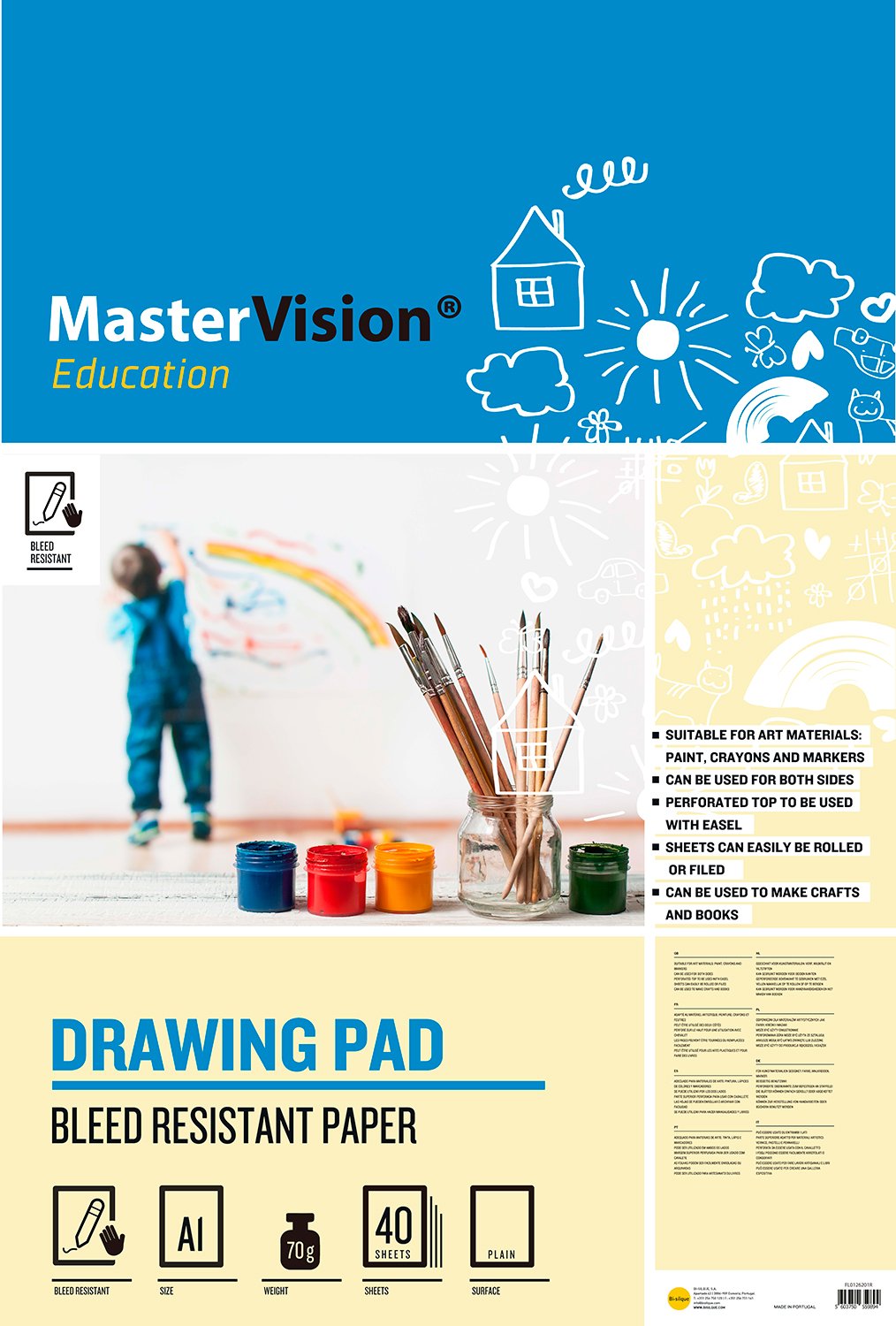 MasterVision A1 Education Drawing Pad with 40 Sheets (Pack of 5)