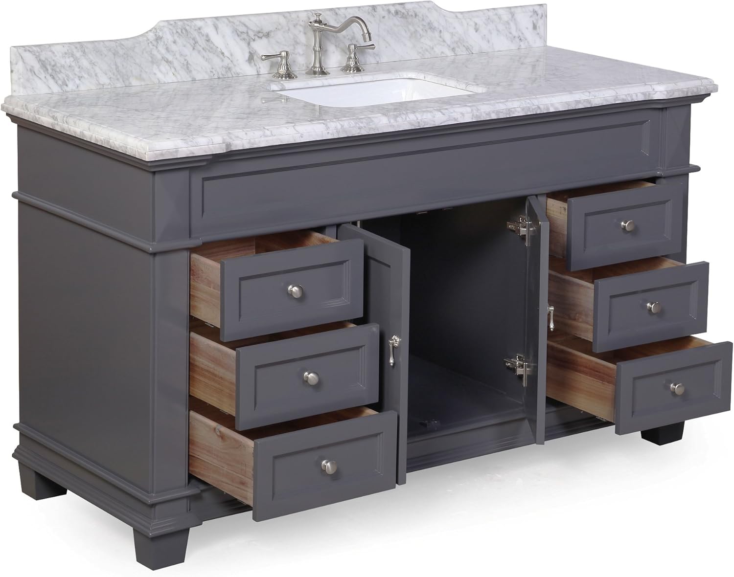 Includes Charcoal Gray Cabinet With Authentic Italian Carrara Marble Countertop And White Ceramic Sink Carrara Charcoal Gray Elizabeth 60 Inch Single Bathroom Vanity Tools Home Improvement Bathroom Vanities