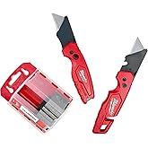 Milwaukee Fastback Flip Utility Knife 2 Piece Set with Razor Blade Dispenser (50 Blades Included)