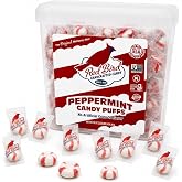 Red Bird Soft Peppermint Puffs, No Red 40 Dye, Bulk Candy Mints, 52 oz Tub | Individually Wrapped, Top 9 Allergen Free, No High Fructose Corn Syrup, Made in the USA