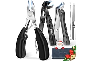 DRMODE 2026 Toenail Clippers for Thick Toenails for Seniors, Angled Head Large Toe Nail Clippers Set for Men, Heavy Duty Ingrown Toenail Clippers with Long Handle, Ultra Sharp Slanted Nail Cutter Wide Jaw