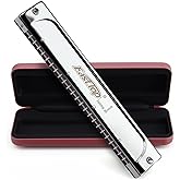 East top Tremolo Harmonica Key of G, 24 Holes Professional Tremolo Mouth Organ T2406S Harmonica For Adults, Professionals and Students