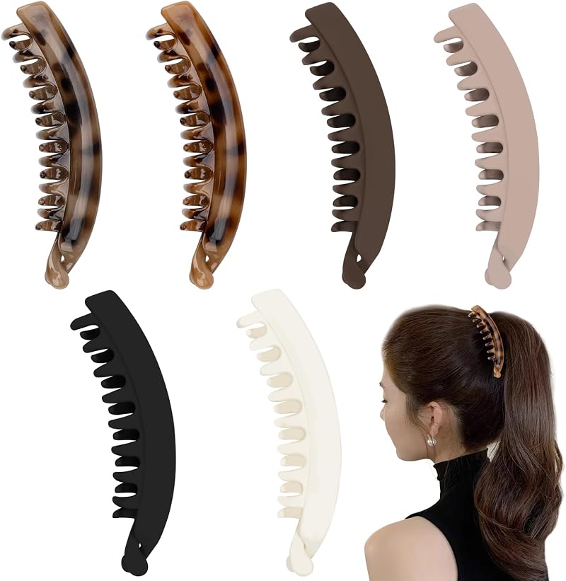 Leikedun 6Pcs Large Banana Hair Clips Strong Hold for All Hair Types