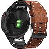 Abanen Quick Fit 26mm Fiber Leather with Silicone Lining Watch Bands for Garmin Fenix 8 51mm / epix Pro 51mm / Enduro/ Instinct 2X / Instinct 3 50mm, Soft Sweat-proof Wrist Strap for Fenix 7X/ 6X/5X, Enduro