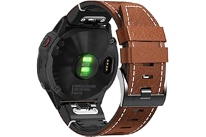 Abanen Quick Fit 26mm Fiber Leather with Silicone Lining Watch Bands for Garmin Fenix 8 51mm / epix Pro 51mm / Enduro/ Instinct 2X / Instinct 3 50mm, Soft Sweat-proof Wrist Strap for Fenix 7X/ 6X/5X, Enduro