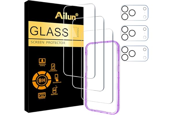 Ailun 3 Pack Screen Protector for iPhone 17 Pro Max [6.9 inch] + 3 Pack Camera Lens Protector with Installation Frame,Dynamic Island Compatible,Case Friendly[Not for iPhone 17/17 Pro/iPhone Air]