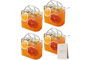 Purse Drinking Glass, Glass Purse for Drinks, Unique Wine Glasses with Straw, Decorative Fish Bowl Vase with Straw, Handbag V