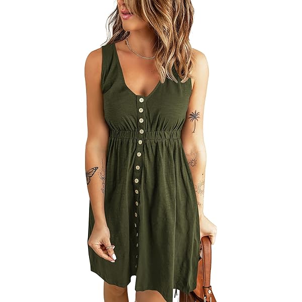 Acelitt Womens Casual Summer 2025 Fashion V Neck Sleeveless