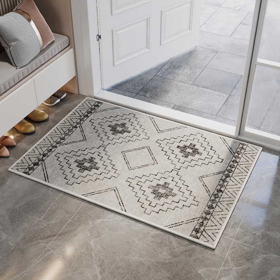 YDKGL Indoor Door Mat 24"x35",Beige Door Mat Indoor Entrance Dirt Resistant & Absorbent, Non-Slip Rubber Backing Front Door Mats,Washable Low-Profile Doormat for Entryway, Inside Home Entrance Image