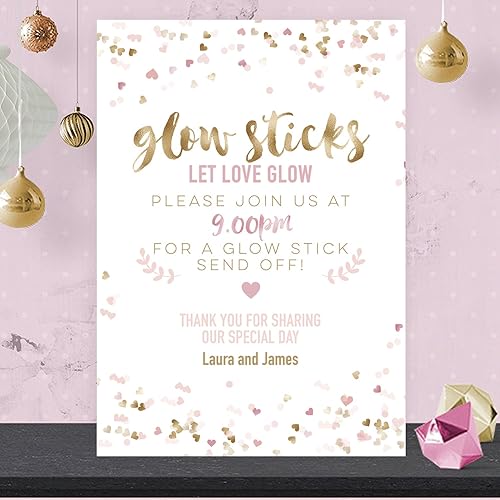 Personalised Let Love Glow Wedding Glow Stick Send Off Sign In Pink Gold Effect Gfp23 Amazon Co Uk Handmade