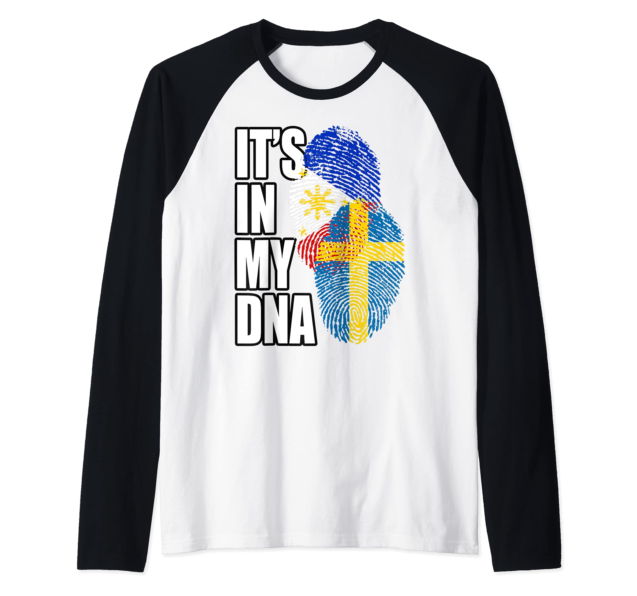 Sweden And Filipino DNA Mix Flag Heritage Raglan Baseball Tee