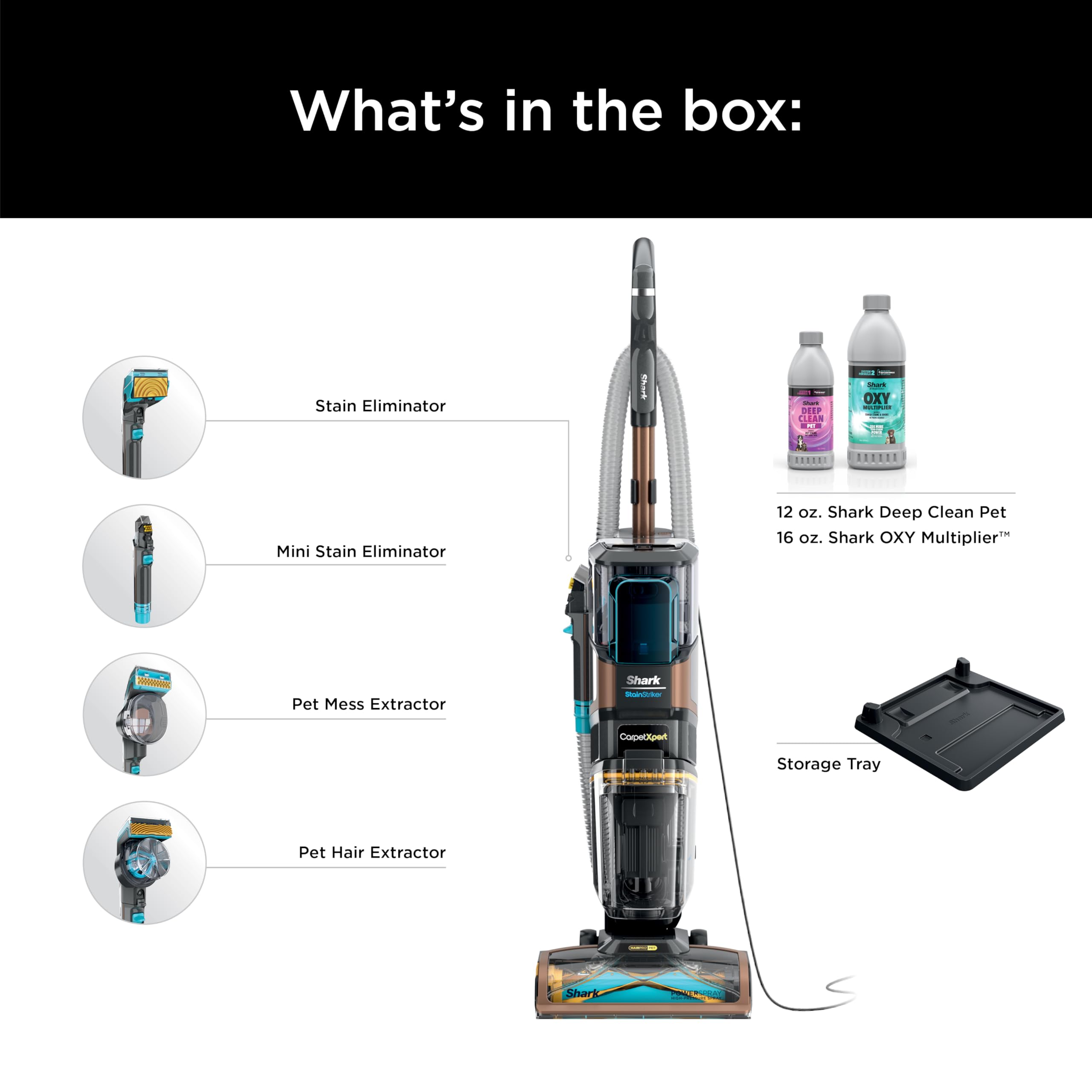 Shark CarpetXpert HairPro with StainStriker, Upright Carpet, Area Rug & Upholstery Cleaner, Perfect for Pets & Hair Removal, Carpet Shampooer, 4 Cleaning Tools, Pet Cleaning Solution, Copper, EX301