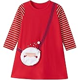 Hongshilian Toddler Girls Cotton Casual Dress Cute Cartoon Appliques Long Sleeve Playwear Dresses
