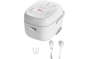Toshiba Mini Rice Cooker, 3 Cups Uncooked Small Rice Cooker, Steamer & Warmer, With Fuzzy Logic And One-Touch Cooking, 24 Hour Delay Timer And Auto Keep Warm Feature, White