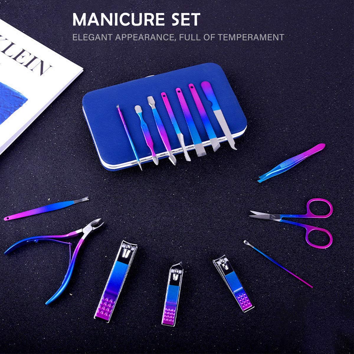 Nail Clippers Set Manicure Pedicure Kit Stainless Steel Beauty Tools Fingernail File Toenail Cutters Trimmers for Men & Women 15 in 1 with Portable Case : Beauty