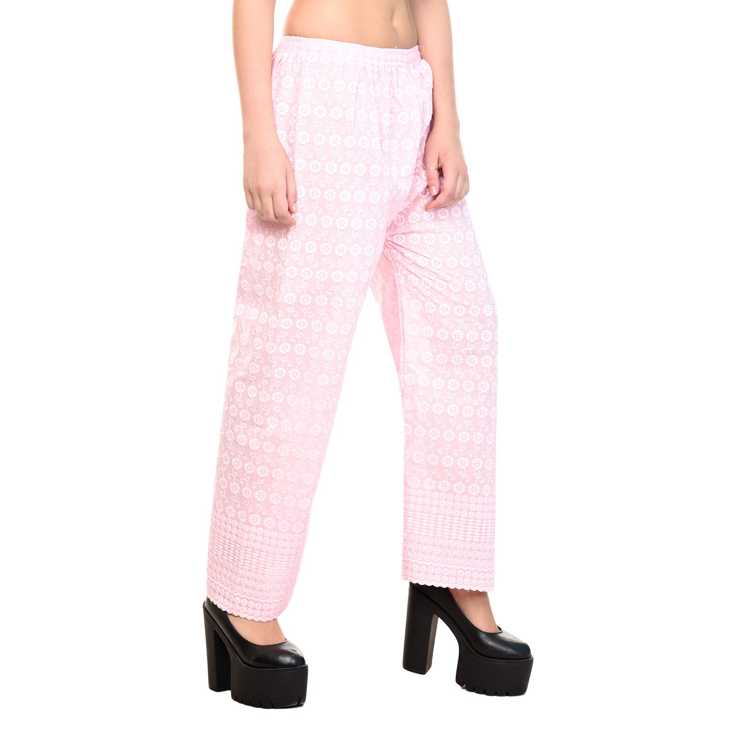 entire charming surat's fabric cotton purple full chicken palazo/lower/trouser/bottom/pant