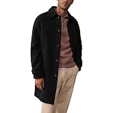 Springrain Mens Collar Wool Blend Pea Coat Warm Winter Overcoats | Single Breasted Raglan Long Sleeve Mid Length Trench Coat, Two Side Pockets, Casual Business Outerwear