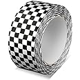MTLEE Checkered Flag Tape Checkered Duct Race Car Printed 1.88 Inches 100 Yards DIY Crafts Buffalo Tape Single Roll for Scrapbooking DIY Crafts Box Decoration