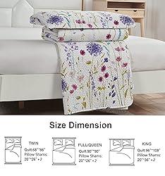 Ycosy Floral Quilt Sets Full/Queen Size Country