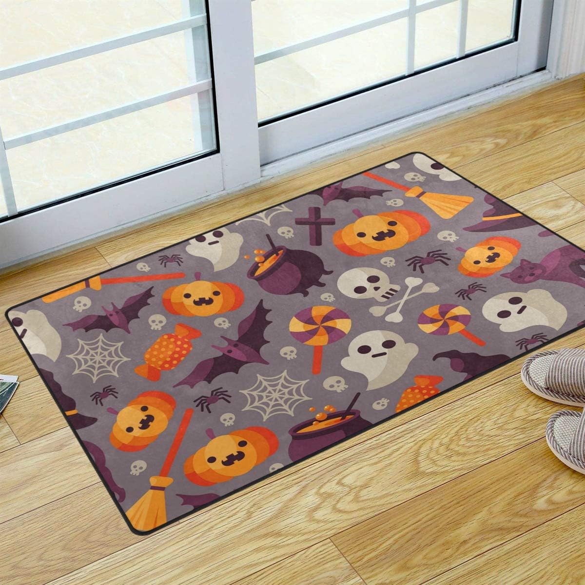 S Husky Halloween Pumpkin Doormat Bats Ghost