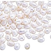 LEGENTLISUR 100Pcs Freshwater Pearl Beads for Jewelry Making Natural Cultured White Loose Pearls Beads for Bracelet Necklace Earrings DIY Crafts Supplies(7-8mm)