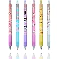 Eiodlulu Kawaii Ballpoint Pens Fine Point 0.38mm Black School Supplies Cute Gel Ink Pens Suitable For Kid Child Teen （Pack of 6pcs）
