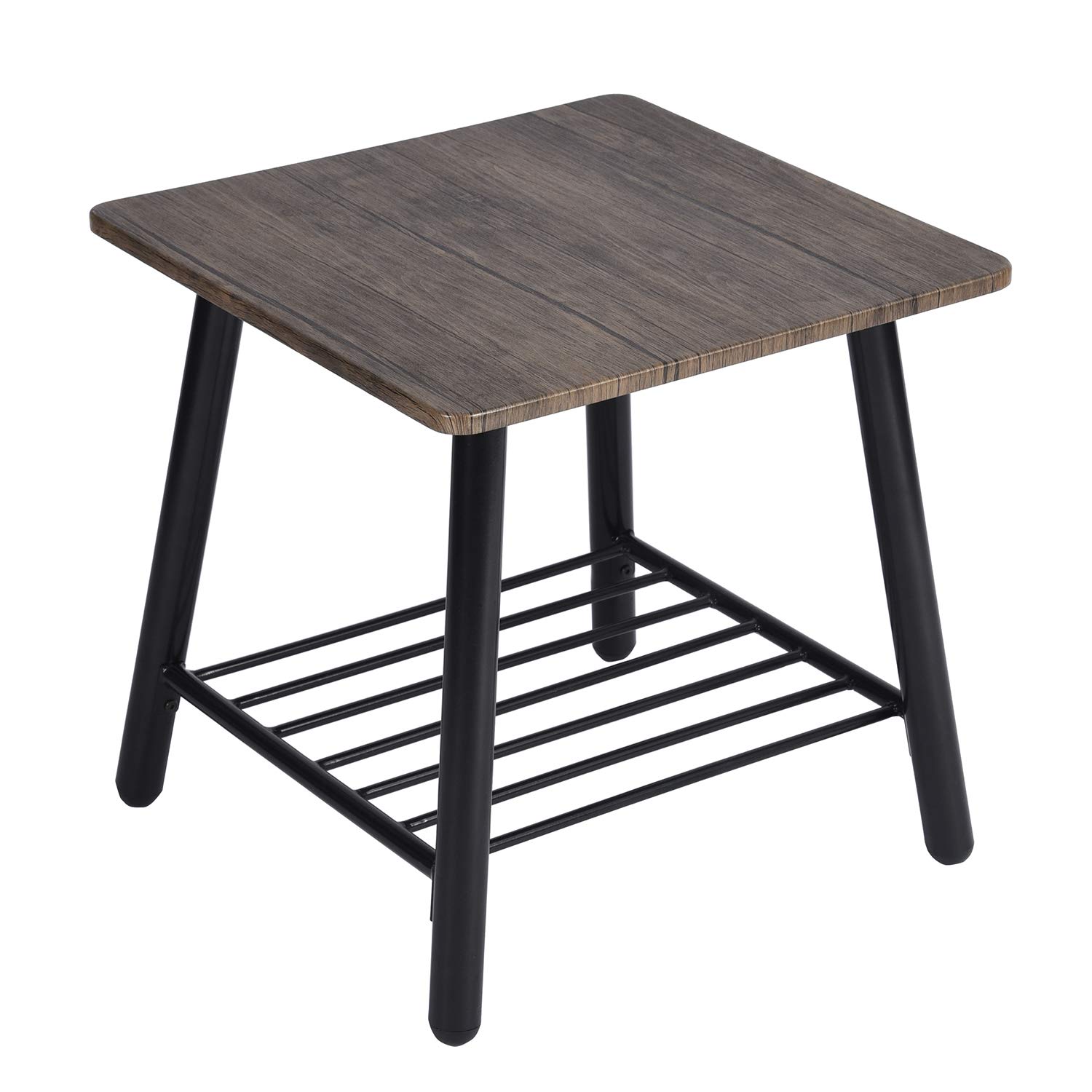 Easy Assembly Greenforest End Table Industrial Nightstand Set Of 2 Side Tables With Storage Shelf For Living Room Bedroom Walnut Home Kitchen Furniture