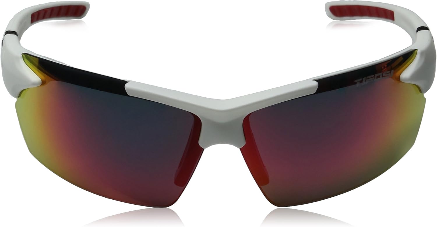 Tifosi Jet 0210400677 Wrap Sunglasses,Metallic Silver Frame/Smoke & Blue Lens,One Size: Clothing