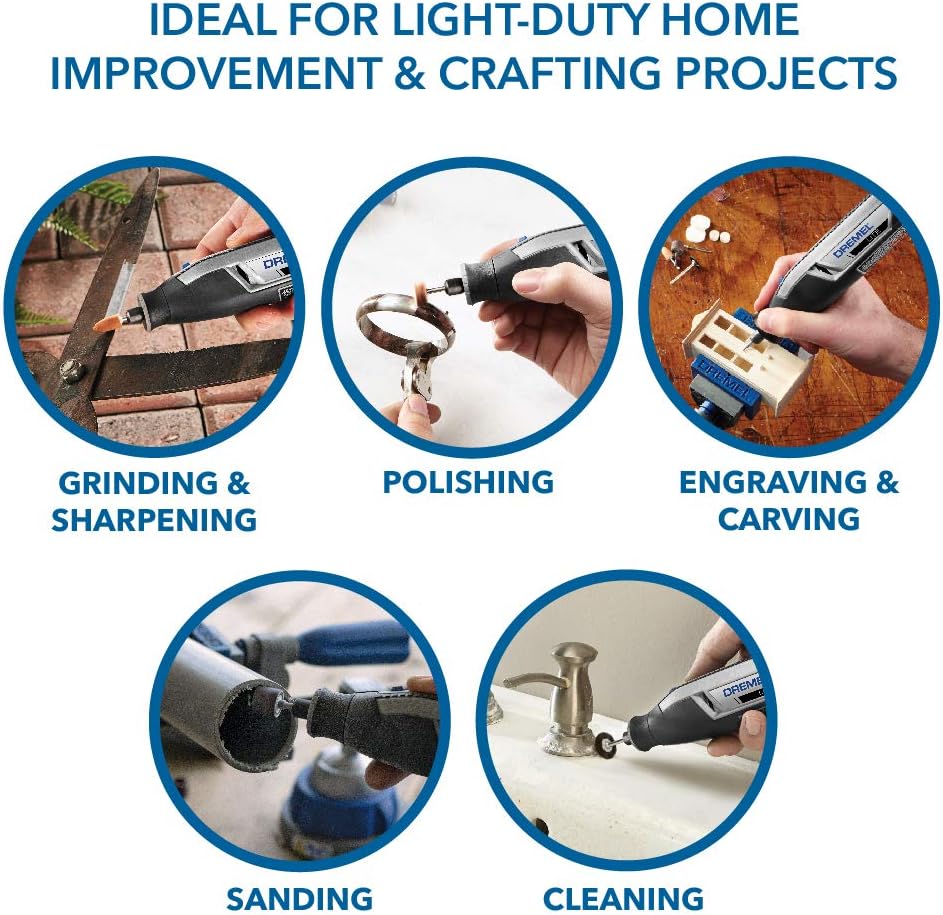 Dremel Lite 7760 N/10 4V Li-Ion Cordless Rotary Tool Variable Speed Multi-Purpose Rotary Tool Kit, USB Charging, Easy Accessory Changes - Perfect For Light-Duty DIY & Crafting - - 