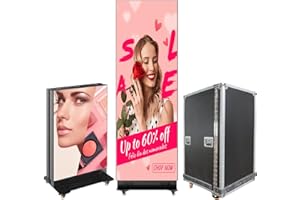 JPIYEIC 80 inch LED Screen, P1.86 Spliceable Digital Signage Display, Foldable LED Poster Screen APP/U-Disk Content Publishing, Advertising Display Kiosk for Events, WiFi/USB/HDMI, Flight Case