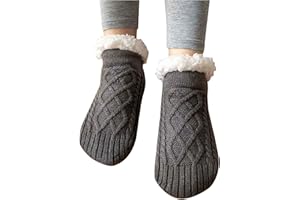 Slipper Socks for Women Fluffy Warm Sock Knitted Thick Fleece Lined Grippers Non Slip Socks Soft Cozy Winter Home