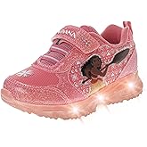 Disney Moana Tangled Little Mermaid Sneakers for Girls Princess Ariel Moana Rapunzel - Laceless Running LED Light Up Shoes (Sizes: 6-10 Toddler / 11-12 Little Kids)