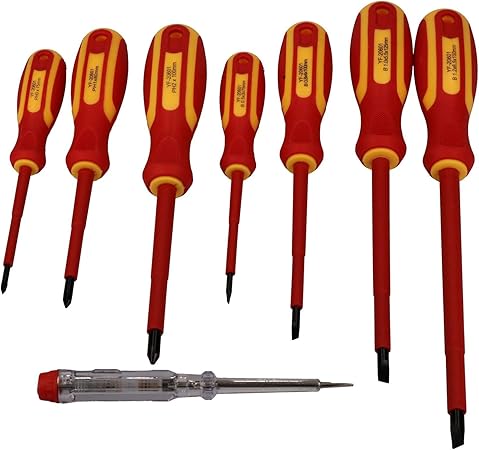 Vde Insulated Electrical Screwdrivers Mains Tester Phillips Flat 8pc Amazon Com
