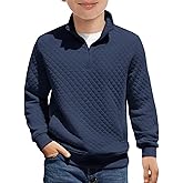 Haloumoning Boys Quarter Zip Quilted Sweatshirts Kids Fashion Long Sleeve Pullover Clothes 5-14 Years