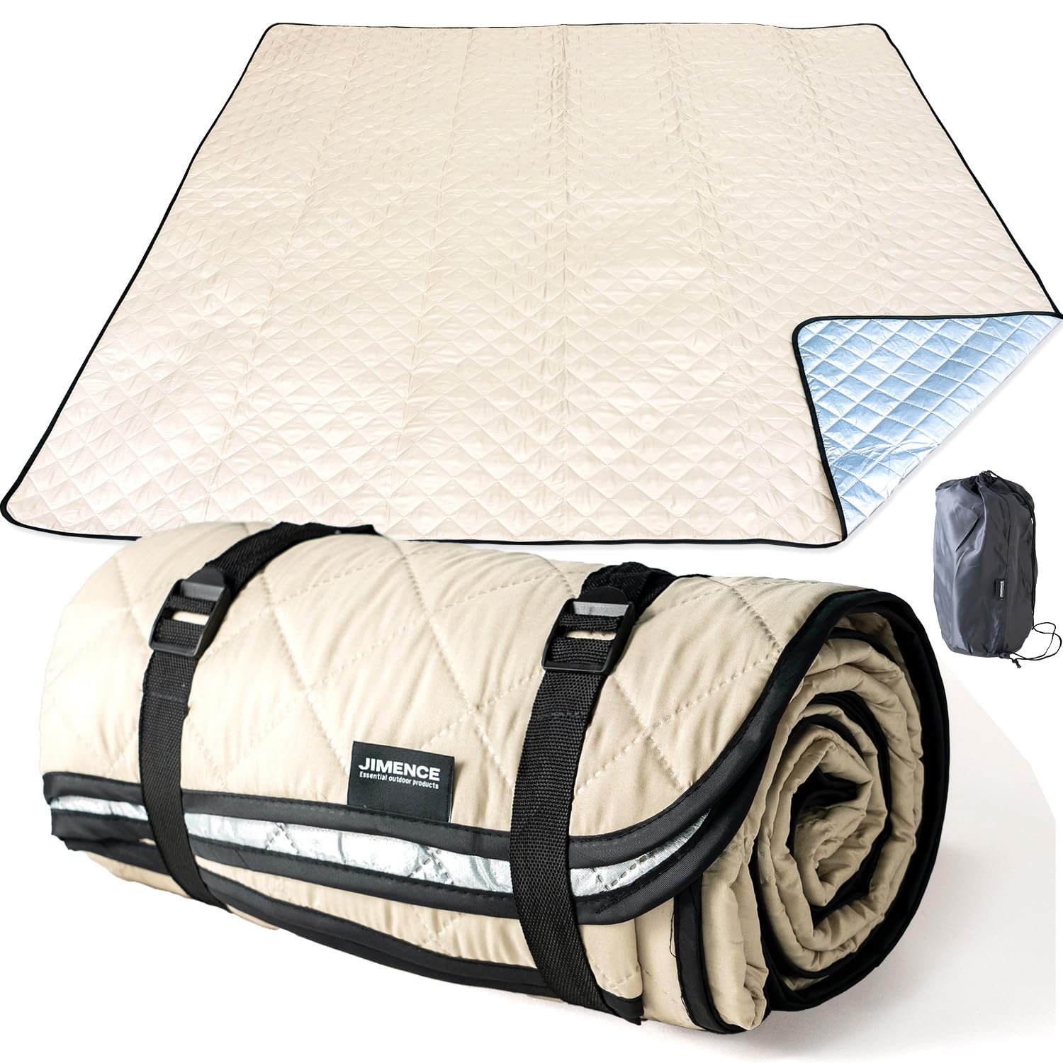 JIMENCE（ジーメンス） レジャーシート 厚手 テントマット 防水 インナーシート アルミ蒸着 収納袋付き 200×200cm (サンドベージュ)商品画像