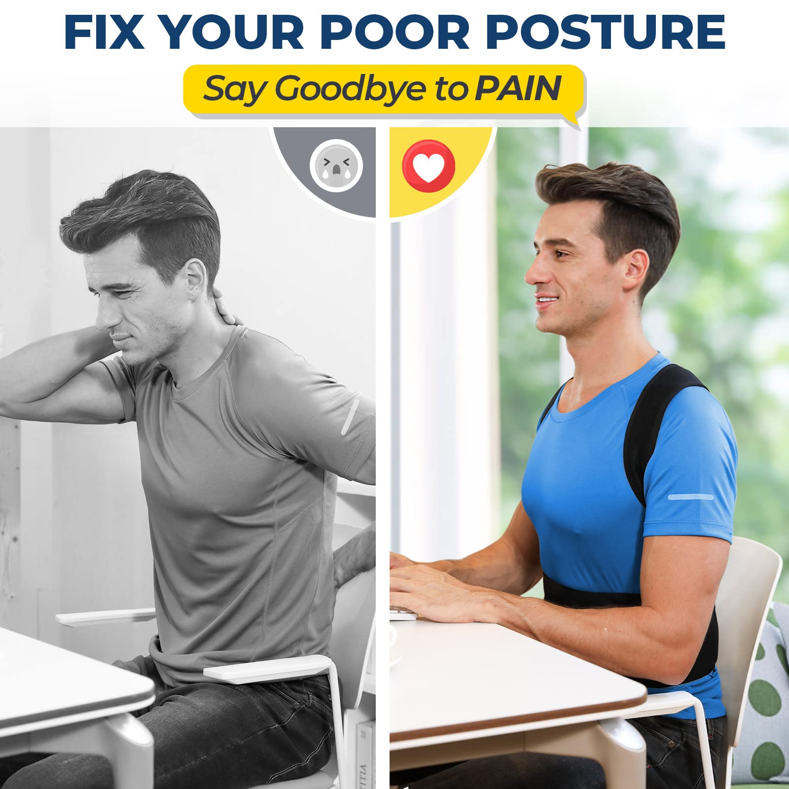 Back Brace Posture Corrector for Women and Men, Back Braces for Upper and Lower Back Pain Relief, Adjustable and Fully Back Support Improve Posture and Lumbar Support(M, 30