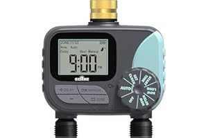 SZFZMZ Sprinkler Timer, Water Timer for Garden Hose, Irrigation Timer Controller for Outdoor Plants Lawn, Hose Timers for Watering with Rain Delay/Manual/Automatic Watering System, Brass Inlet 2 Outlet