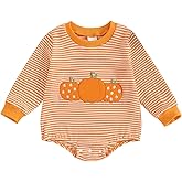 Giraropa Baby Boy Halloween Outfit My First Halloween Sweatshirt Romper Pumpkin Jumpsuit Cute Newborn Fall Winter Clothes