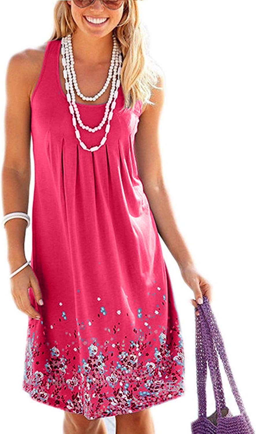 KISSMODA Women's Sleeveless Dresses Beach Summer Tank Vest Dress