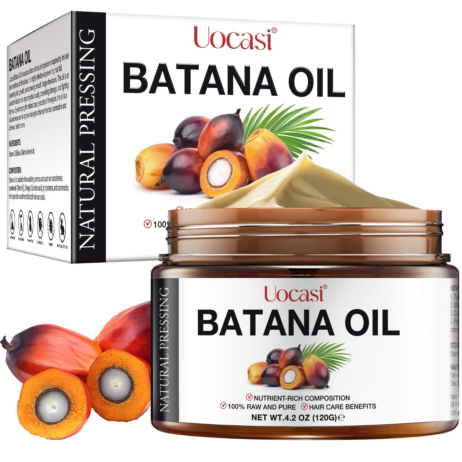 Uocasi Raw Batana Oil 120g - 100% Natural, Pure, Unrefined & Organic - Hair Growth & Thickening, Moisturizes Hair & Scalp, Suitable for All Hair Types