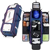 Fanwoli 100L Rolling Baseball Catchers Gear Bag, 5-Hook Dugout Organizer | 8-Bat Storage|Removable Dividers|Wet/Dry Pockets|Vented Shoe Zone|All-Terrain Wheels|900D/1200D Fabric|Upgraded Top Handle