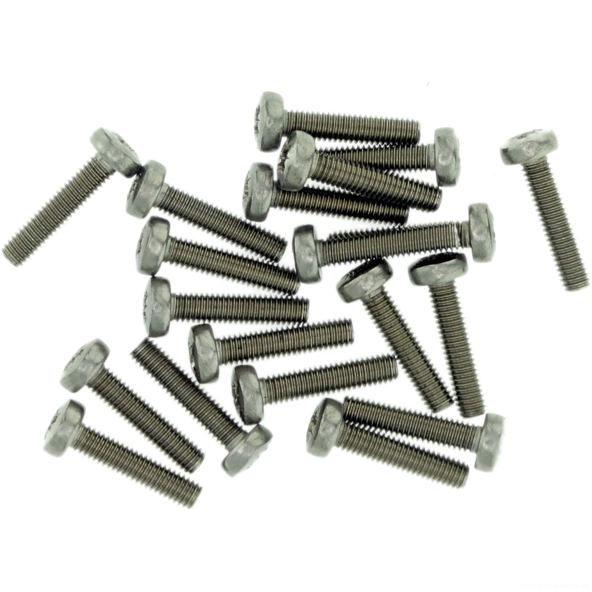 M2.5 (2.5mm x 8mm) Pozi Pan Machine Screw (Bolt) - Stainless Steel (A2) (Pack of 20)