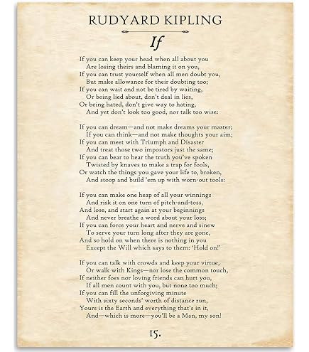 WallBuddy Si by Rudyard Kipling Poem in French (8 x 10 Ivory