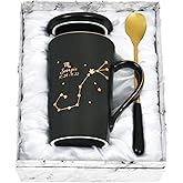 YHRJWN Scorpio Zodiac Sign Star Coffee Mug, Oct Nov Birthday Gifts for 12 Horoscope Astrology Lovers, 14 Oz Black Cup with Gift Box